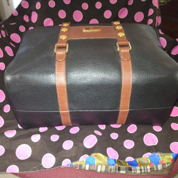 ❤️2 PHILLIPE CHARRIOL France Black/Brown Pebble Leather Doctors Bag Speedy Purse - Picture 5 of 13